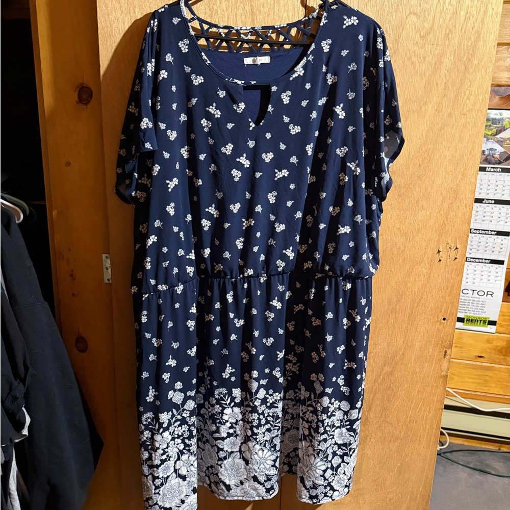 Maurices Navy Dress with White Floral Details